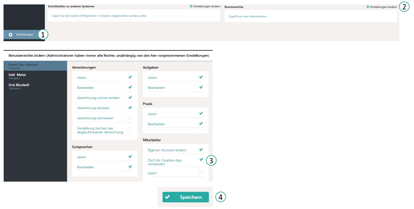 Benutzerrechte einstellen