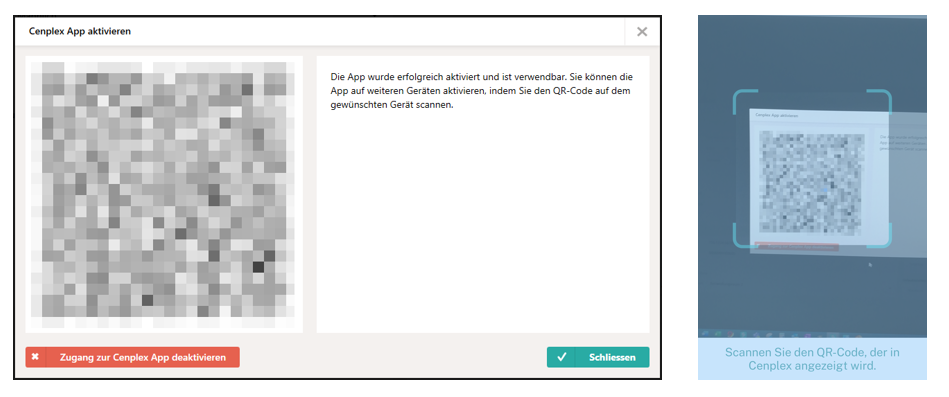 Cenplex-App aktivieren