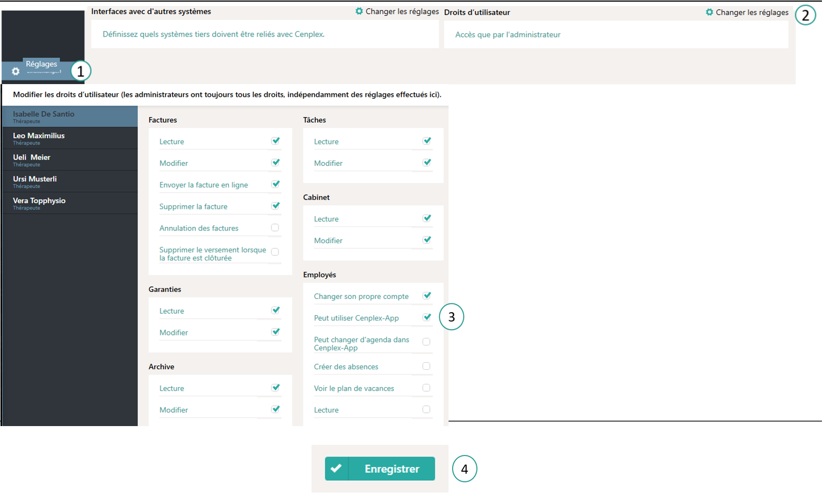 D&eacute;finir les droits d'utilisateur