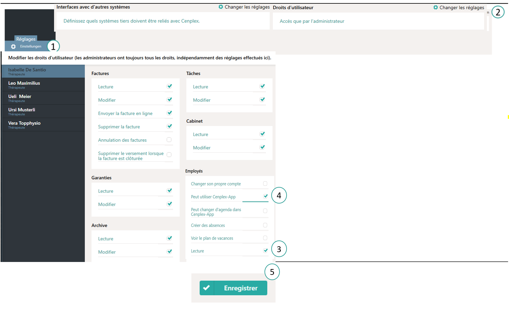 D&eacute;finir les droits de l'utilisateur