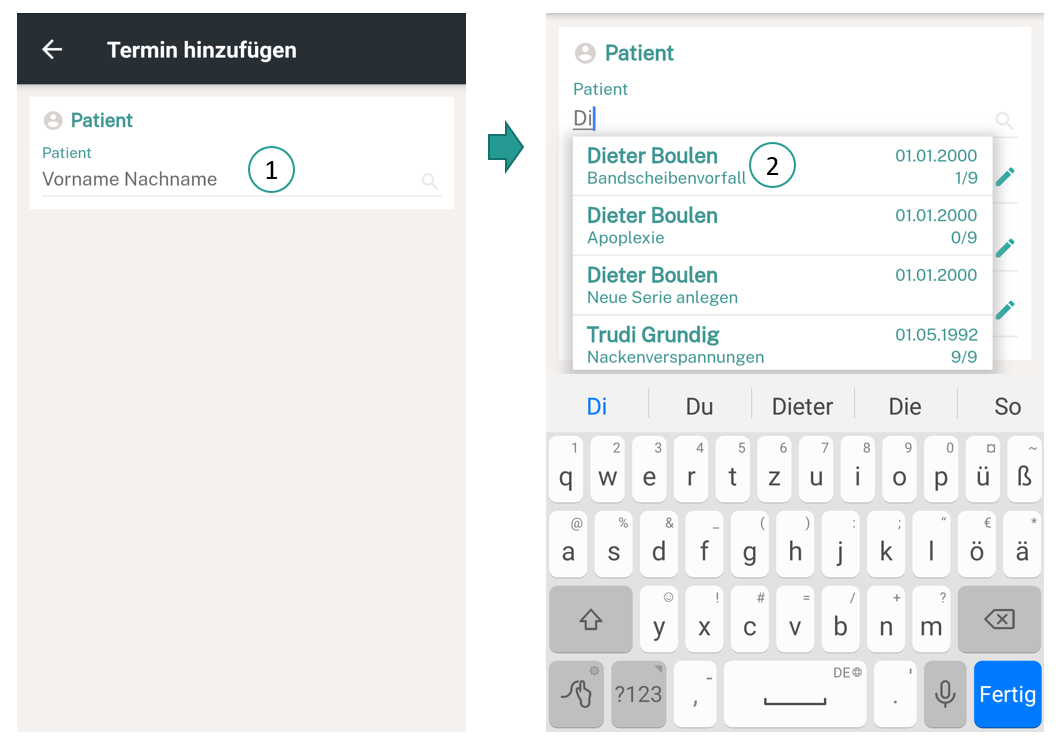 Suche nach Patienten