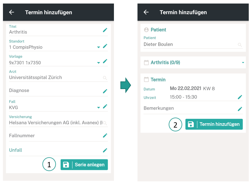 Serie und Termin anlegen