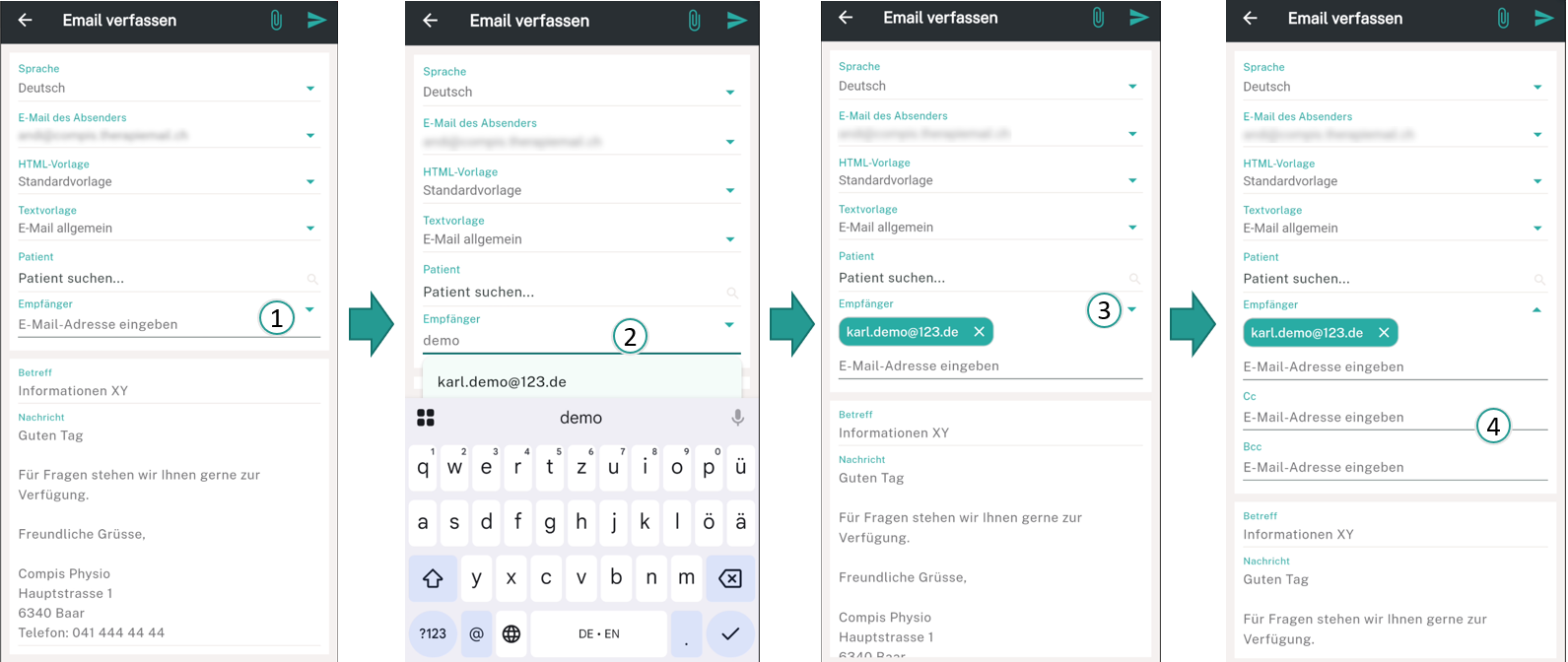 E-Mail-Empf&auml;nger festlegen