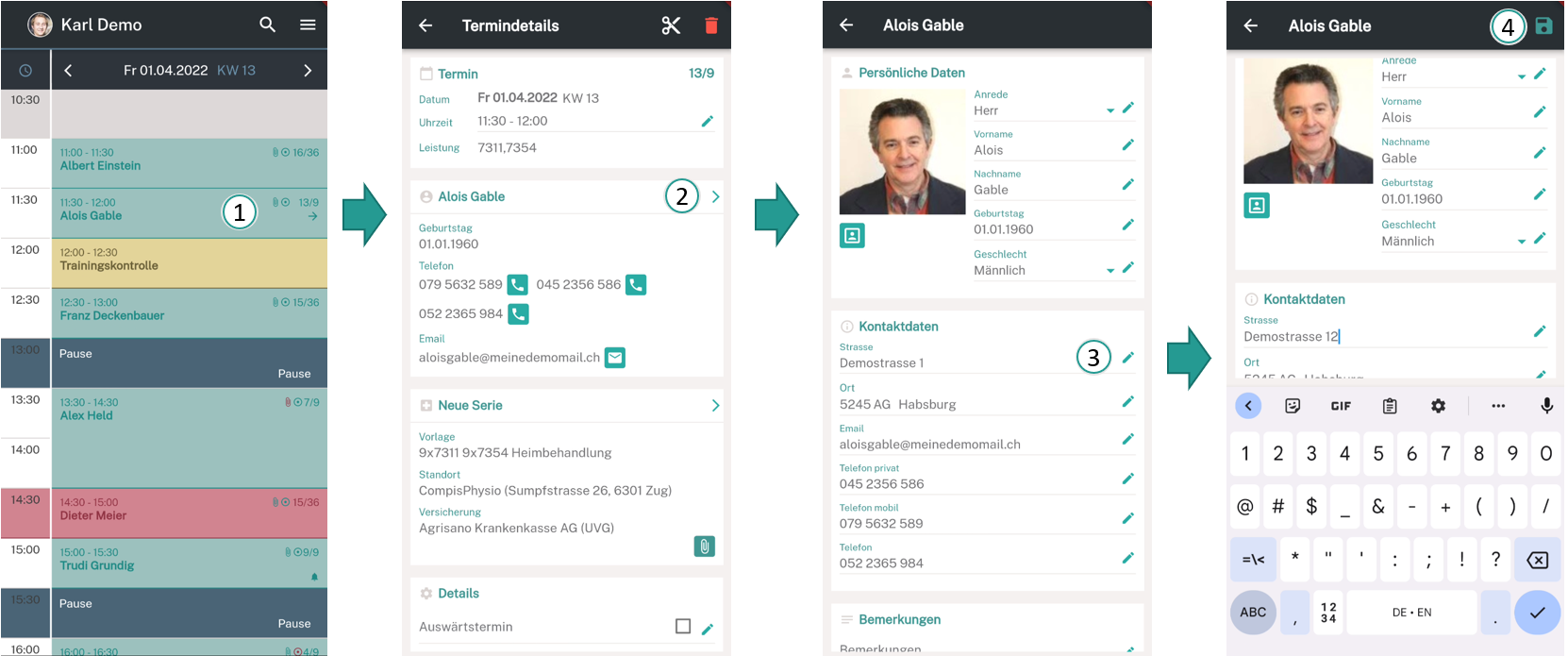Patientendaten anpassen