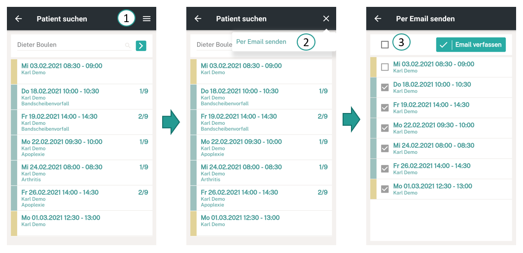 Envoyer les rendez-vous aux patients