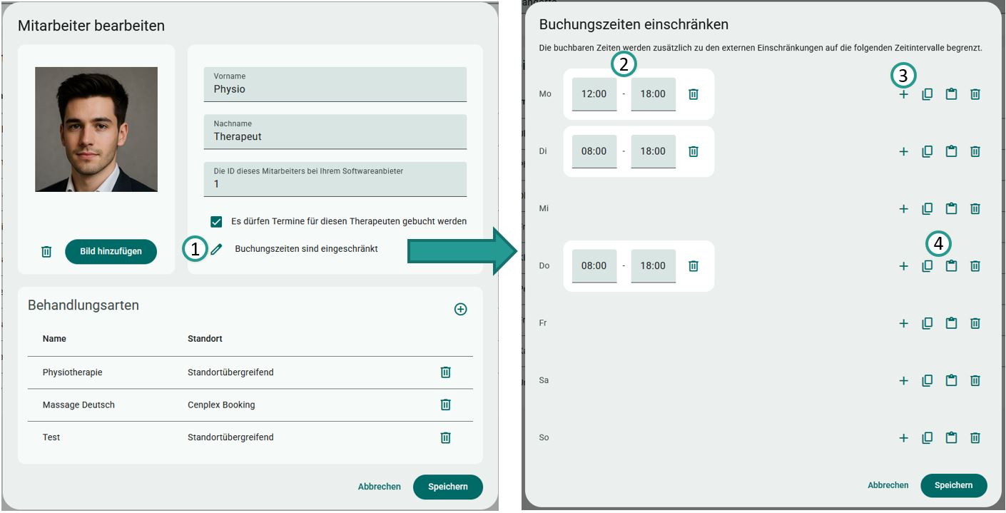 Buchungszeiten einschränken