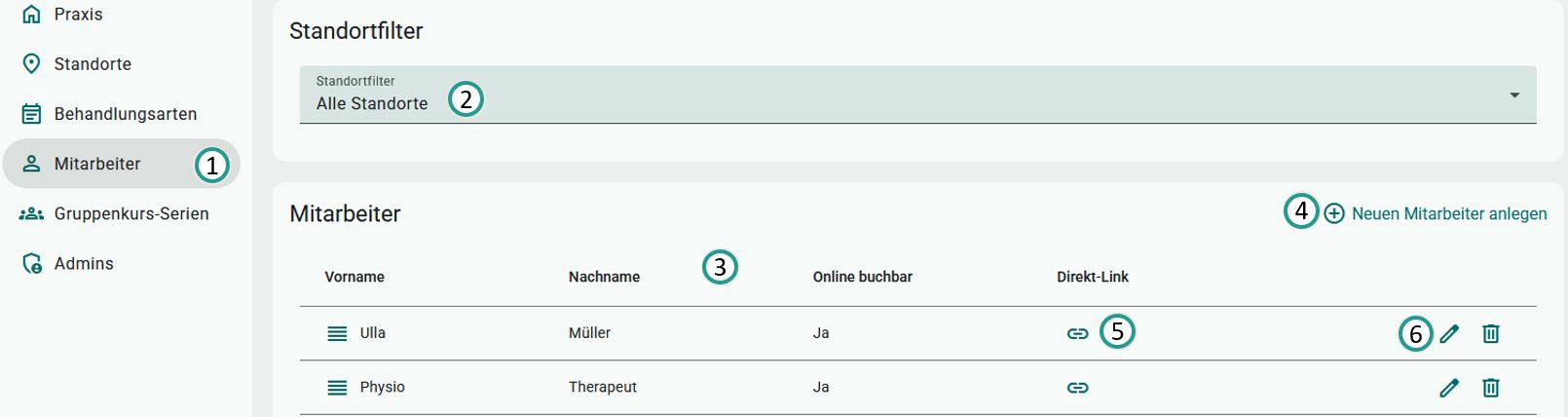 Mitarbeiter pflegen