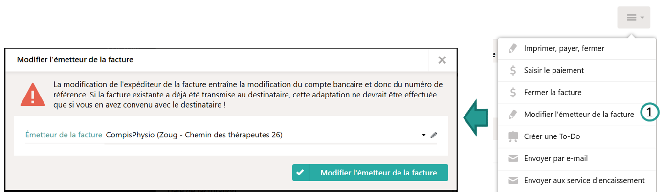 Modifier l'émetteur de la facture