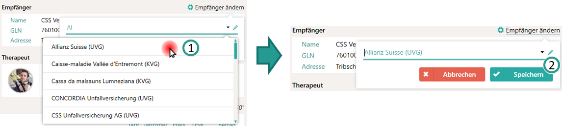 Empfänger ändern