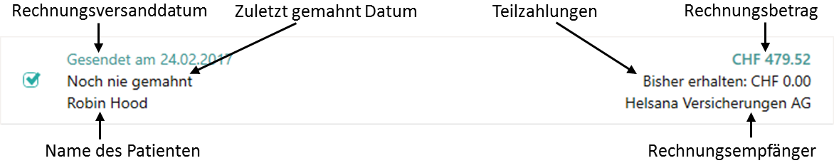 Informations dans une entr&eacute;e de rappel