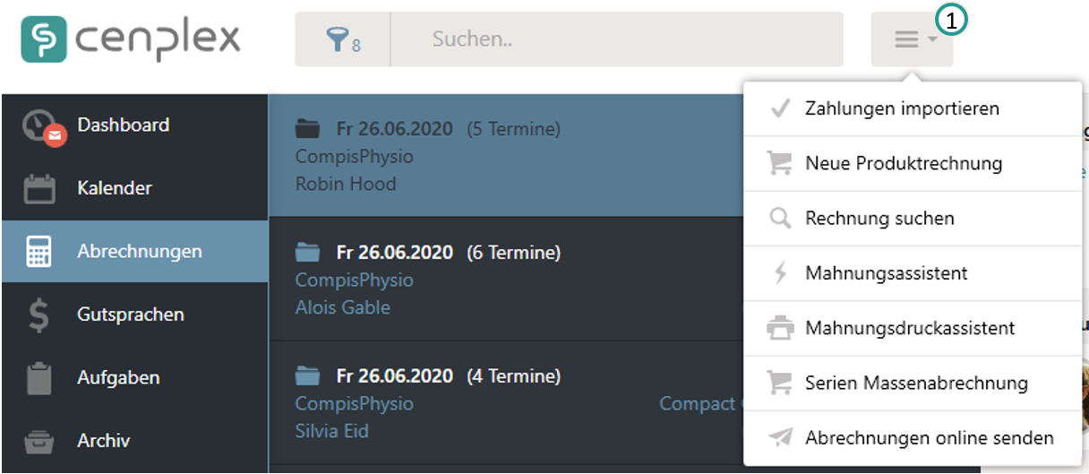 Kopfzeilen-Menü