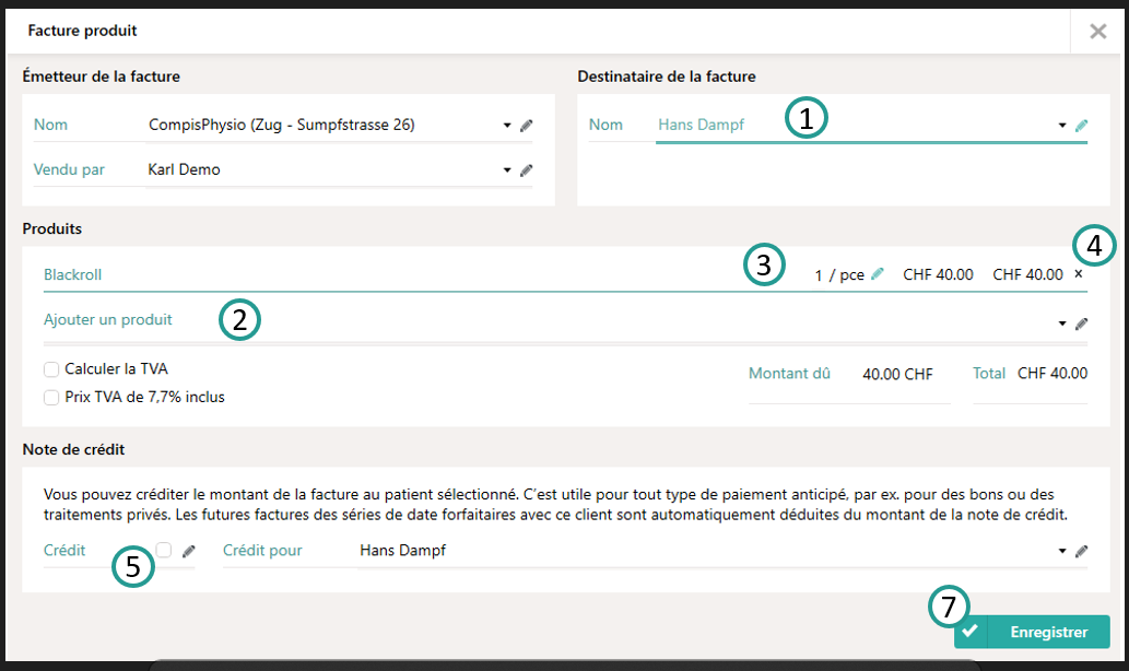 Facture des produits