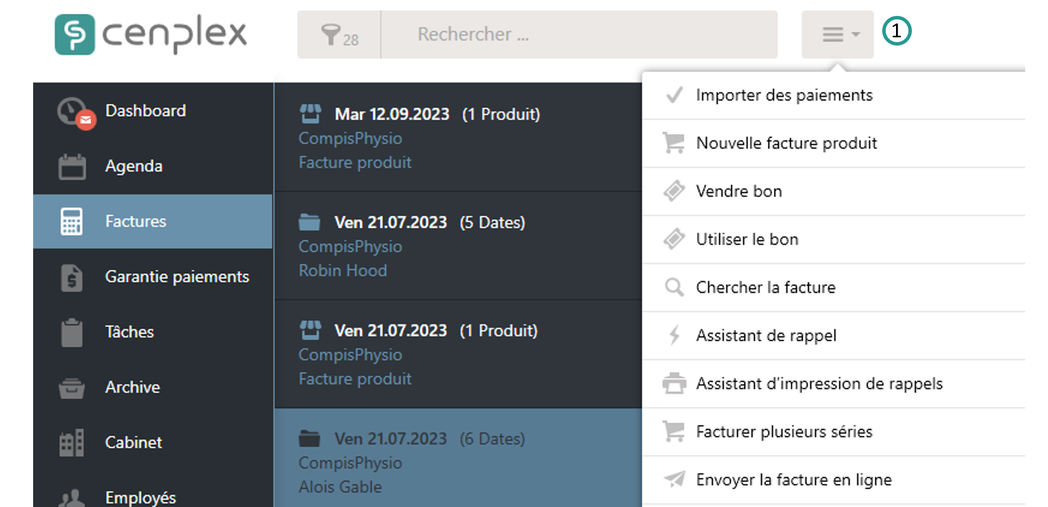 Menu d'en-t&ecirc;te