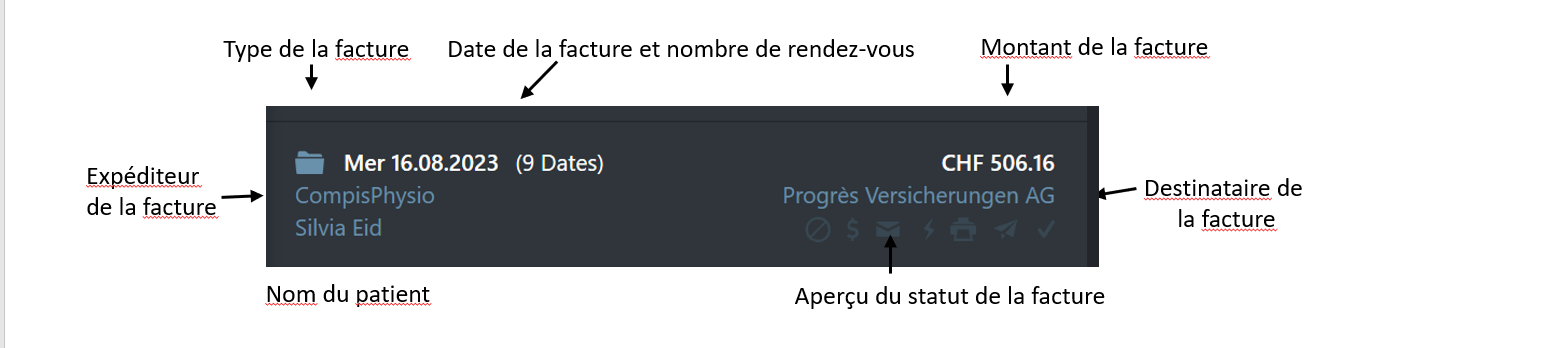 Liste des factures des s&eacute;ries