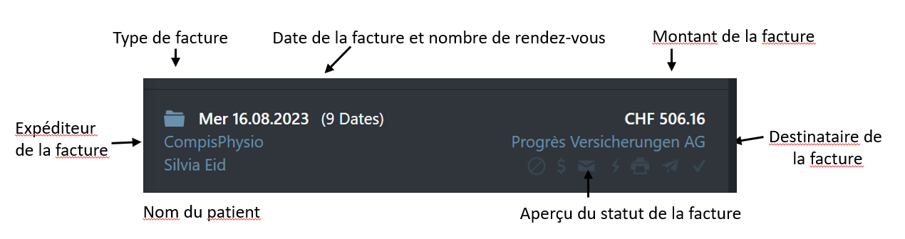 Détails de la liste de la facture des produits
