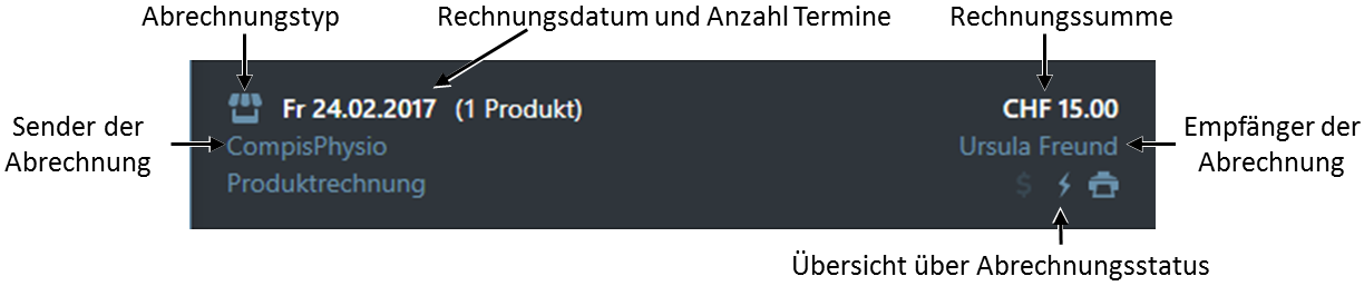 Details in der Produktabrechnungsliste