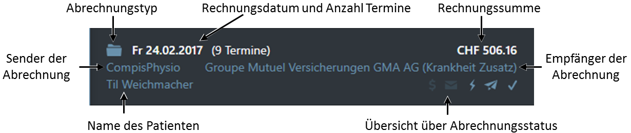 Details in der Serienabrechnungsliste