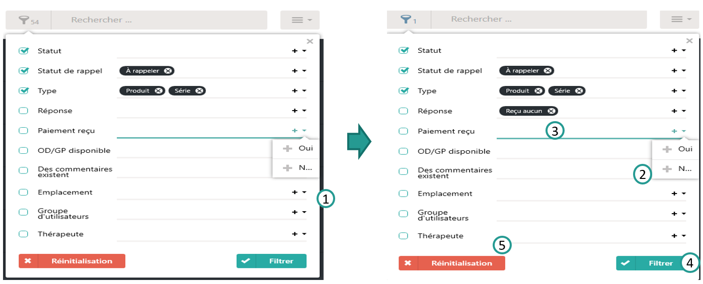 D&eacute;tail des filtres