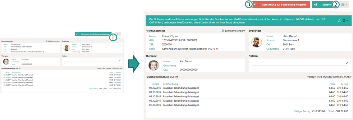 Envoi en ligne de décomptes privés