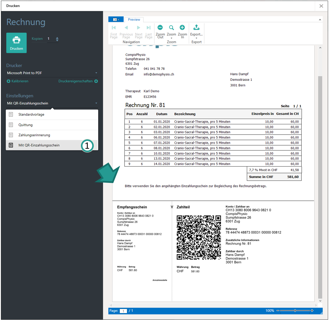 Facture avec bulletin de versement QR
