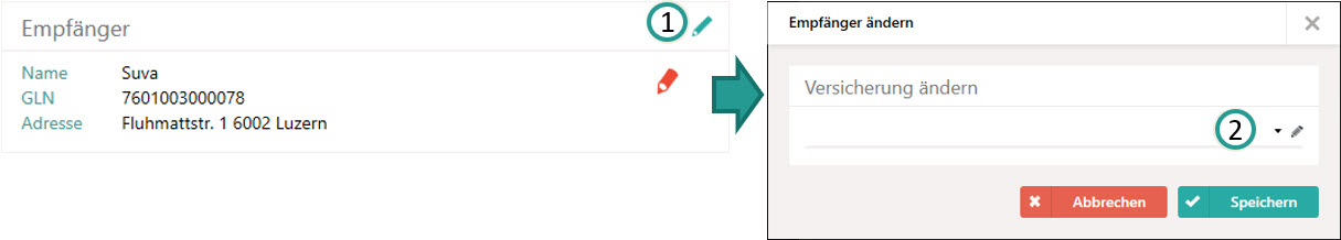 Empfänger ändern