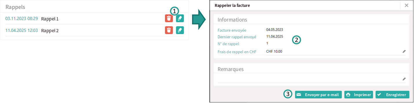 Rappels de paiement