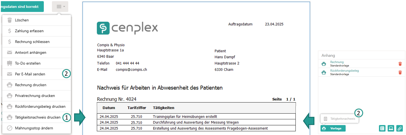 T&auml;tigkeitsnachweis drucken