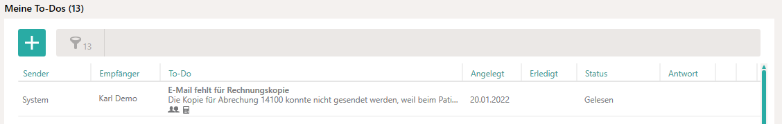 To-Do für fehlende E-Mail
