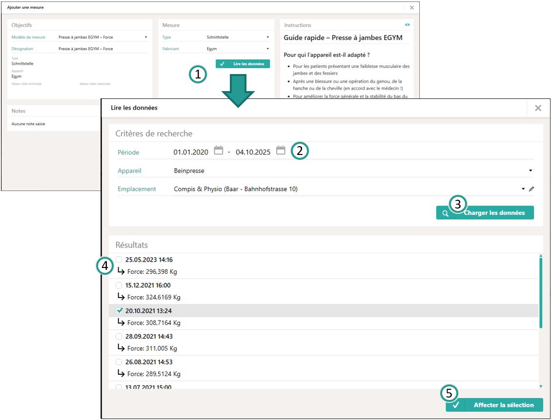 Interface avec EGYM