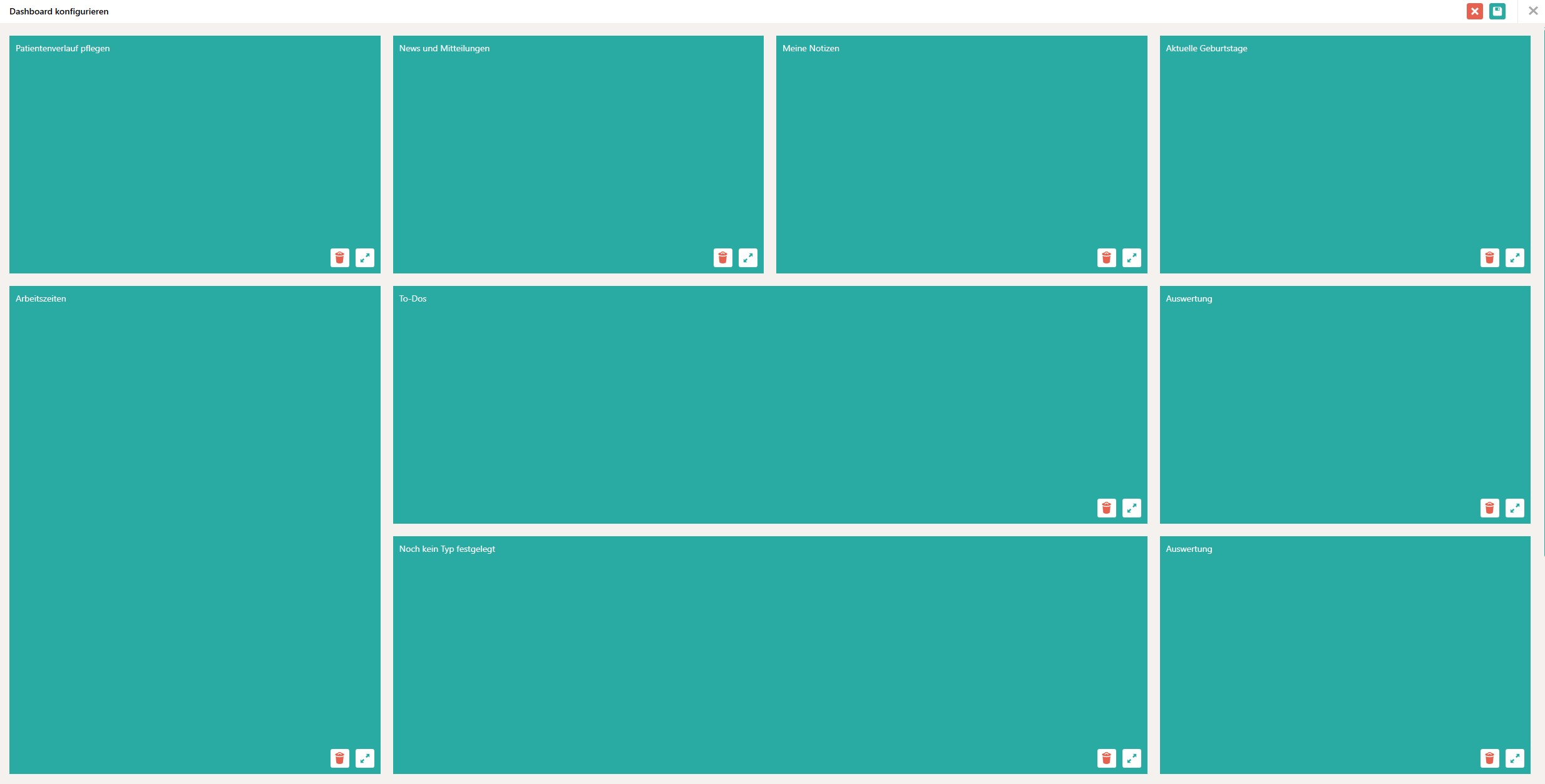 Der Dashboard-Konfigurations-Dialog