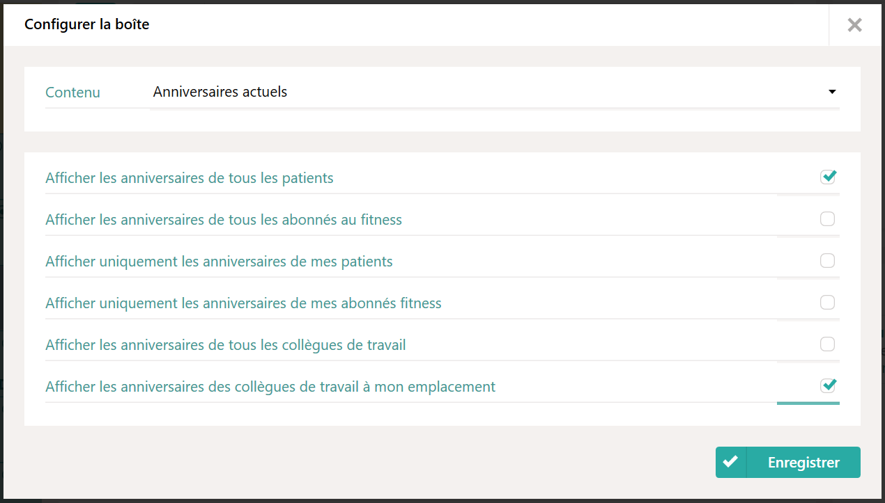 Configurer les anniversaires actuels