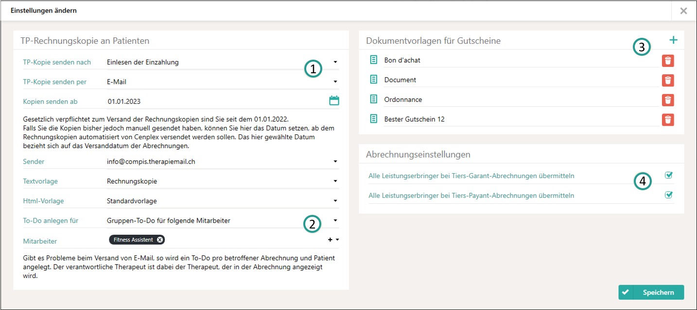 Abrechnungseinstellungen