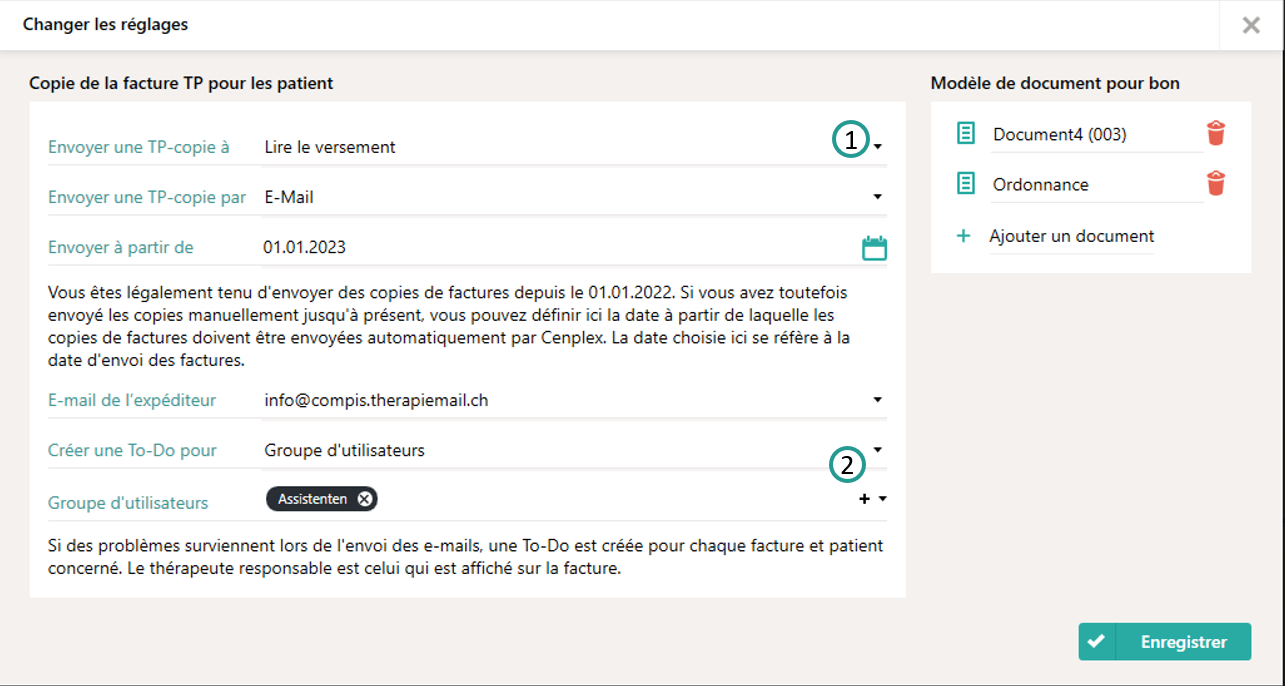 R&eacute;glages de la facture