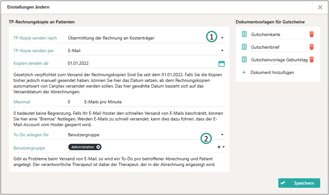Abrechnungseinstellungen