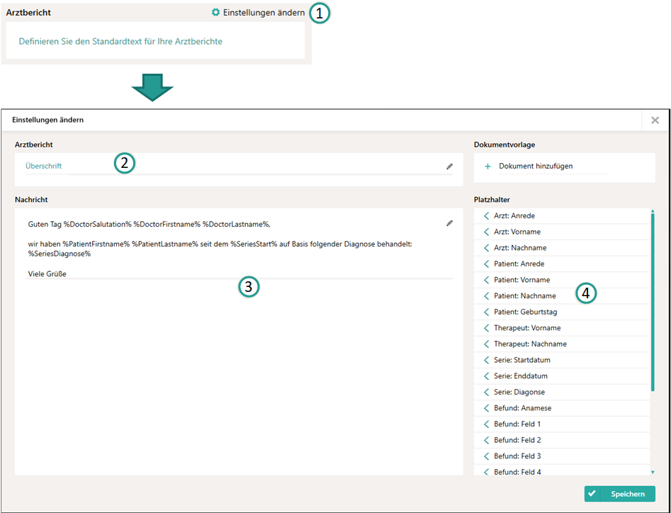 Arztbericht vordefinieren