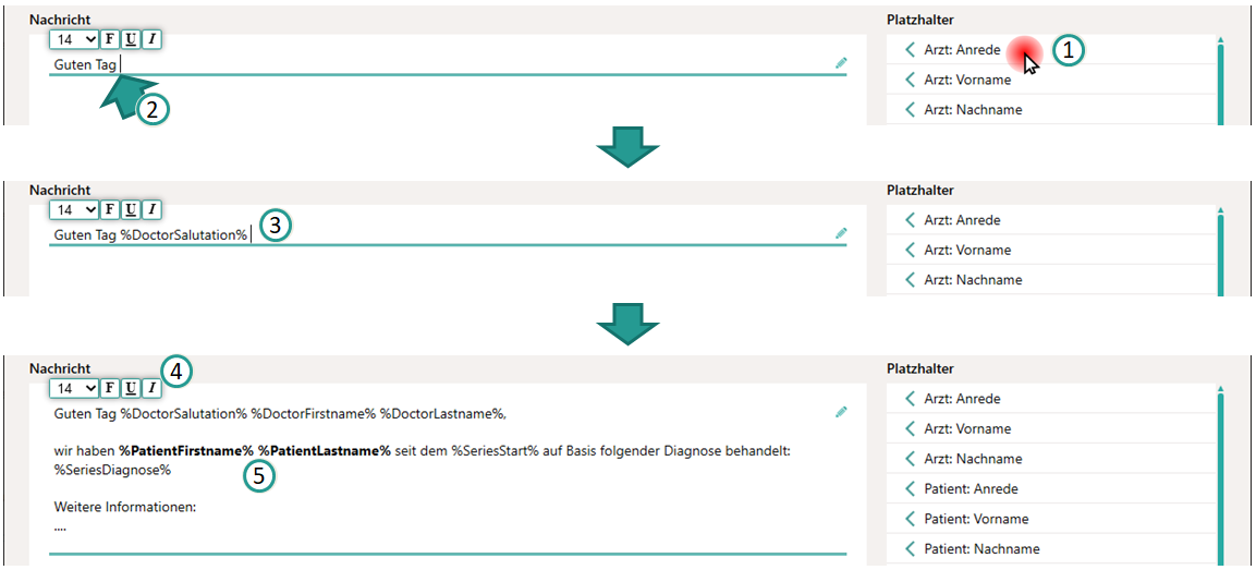 Arbeit mit Platzhaltern