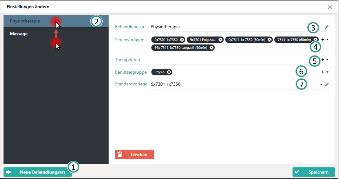 Behandlungsarten verwalten