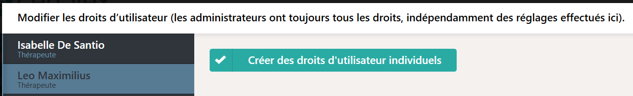 Droits individuels des utilisateurs