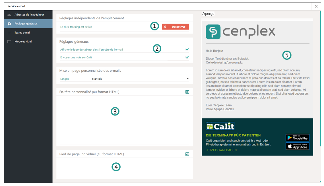 R&eacute;glages g&eacute;n&eacute;raux