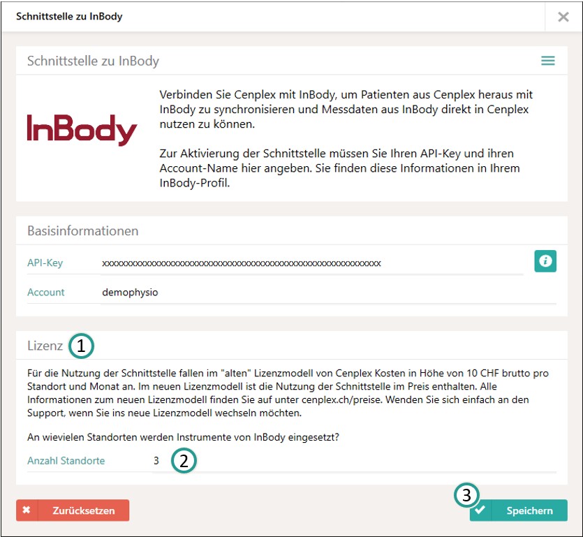 Tarifs de licence InBody