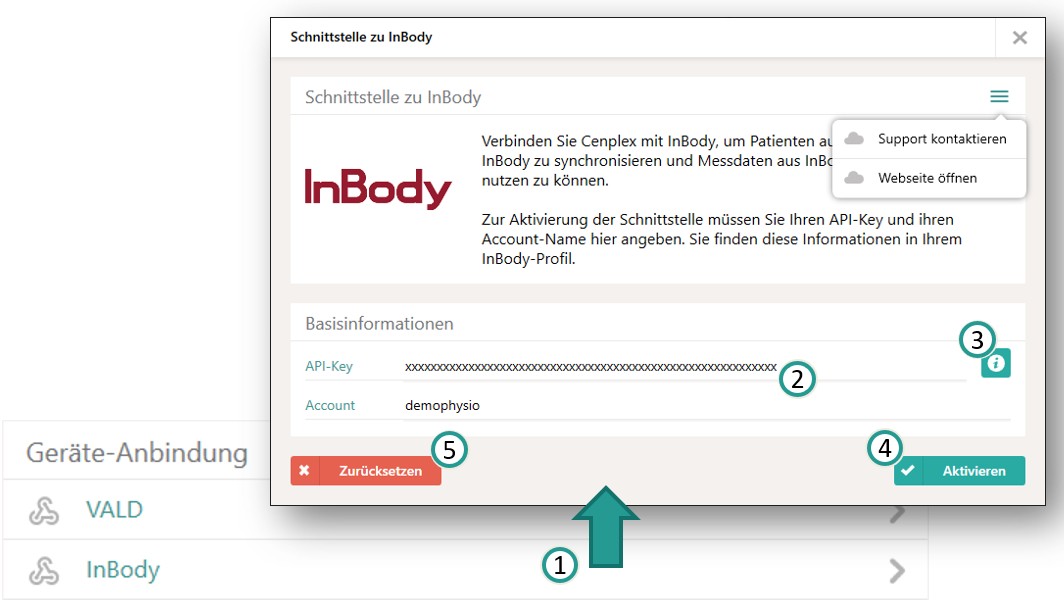 Activer l’interface InBody