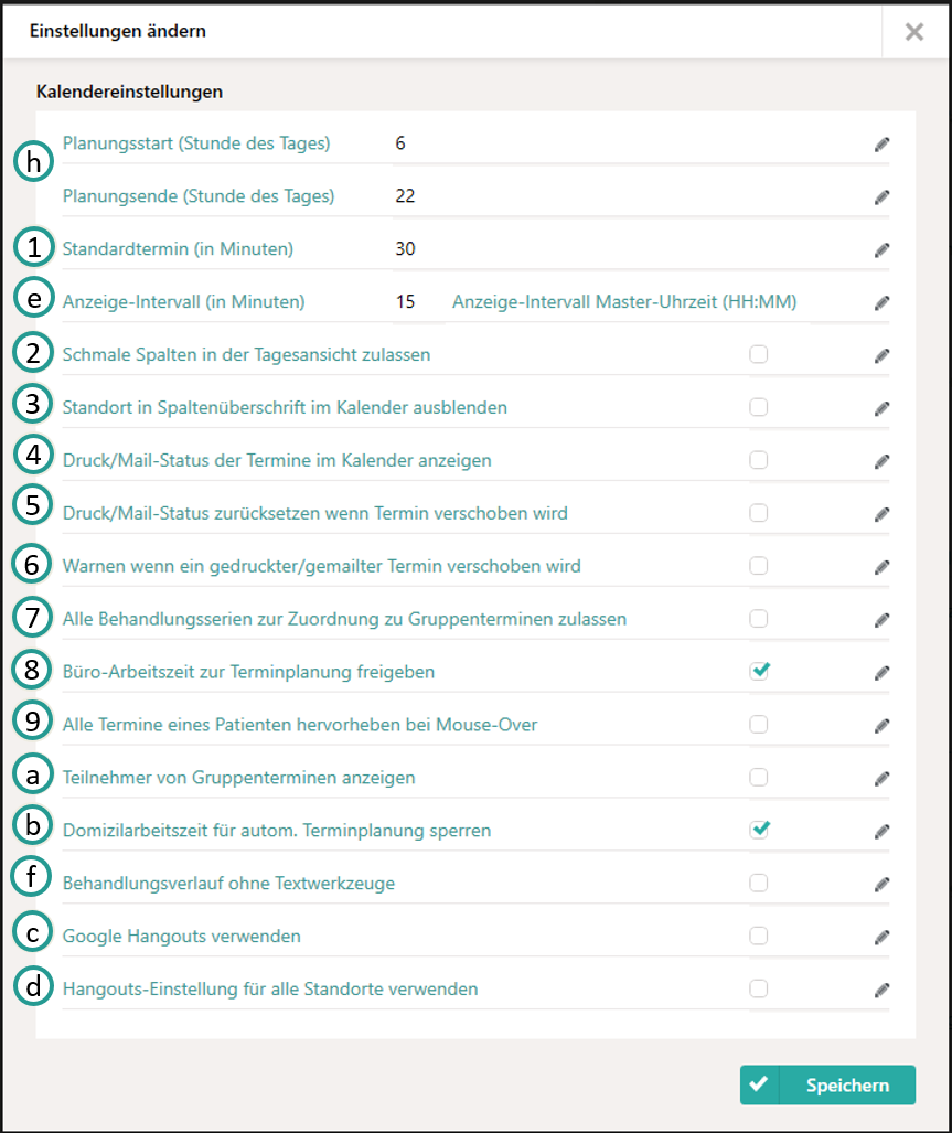 Kalendereinstellungen