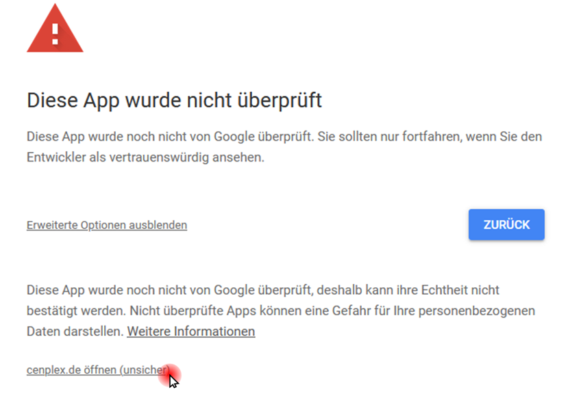 Warnhinweis best&auml;tigen