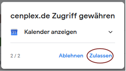 Zugriff auf Kalender