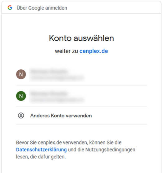 Google Anmeldung