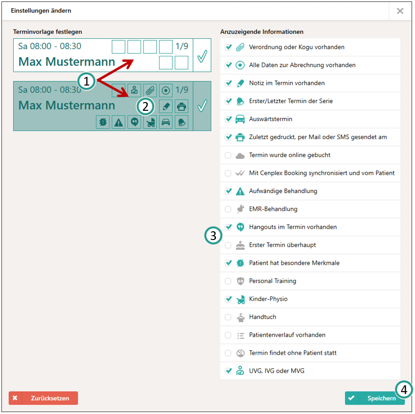 Symbole im Termin-Konfigurator zuweisen