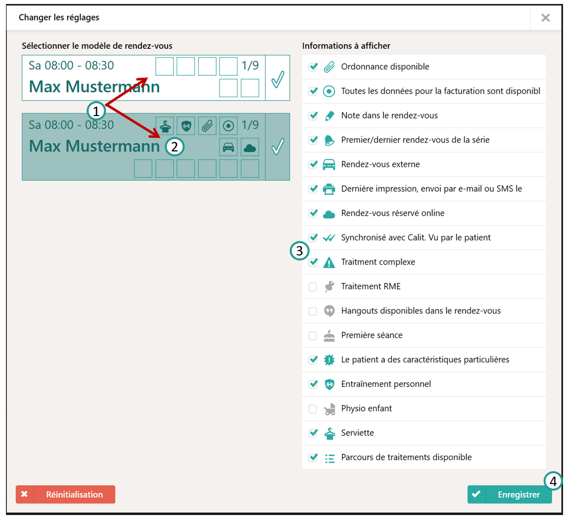Attribuer des symboles dans le configurateur du rendez-vous