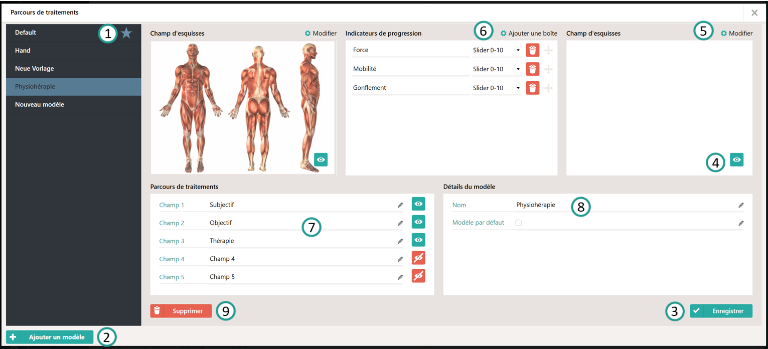 R&eacute;glages du parcours de traitements