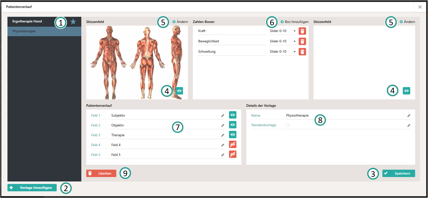 Patientenverlauf Einstellungen