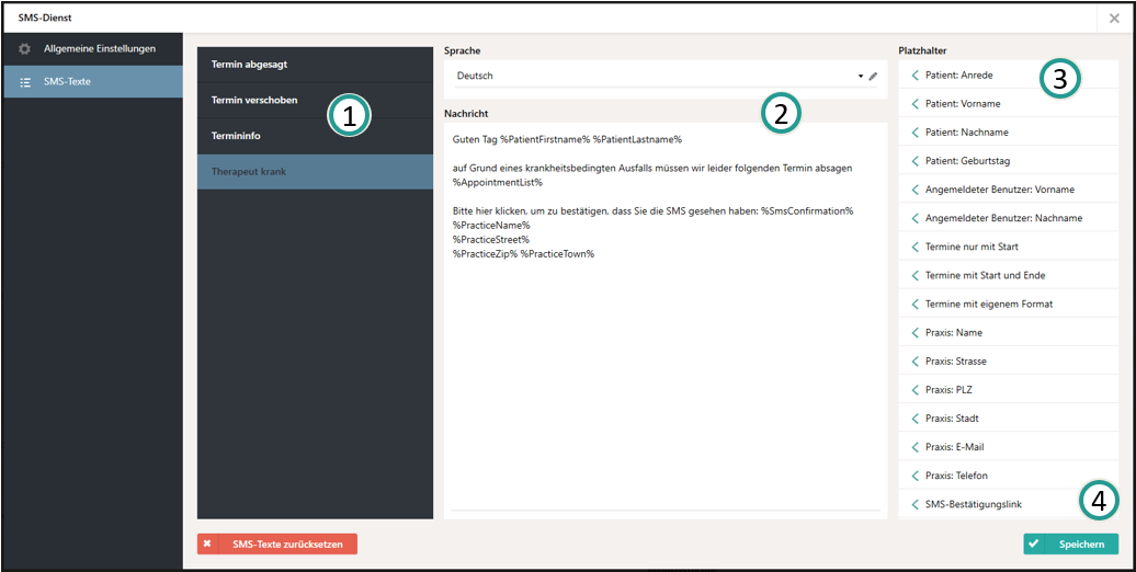 Textvorlagen &auml;ndern